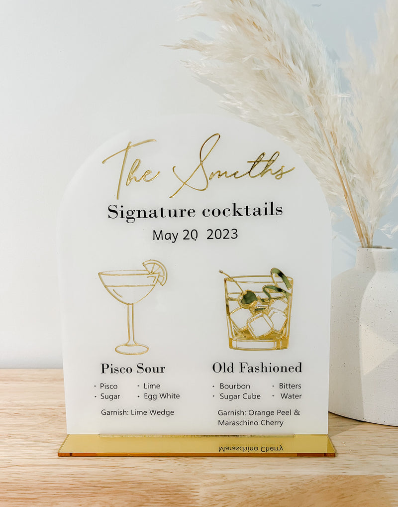 Romantic Signature Drinks Bar Sign