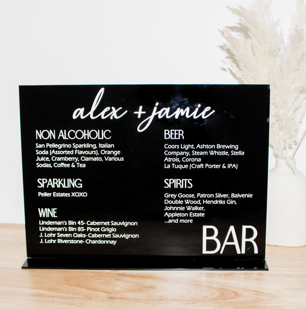 Modern Bar Menu