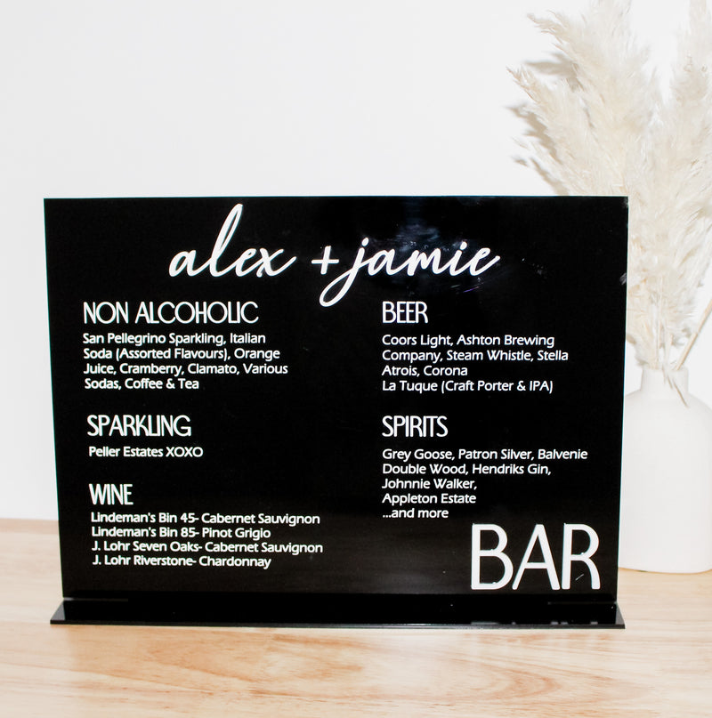 Modern Bar Menu