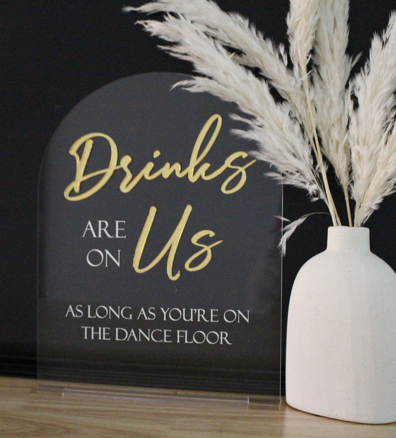 Classic Open Bar Sign (Drinks are on Us)