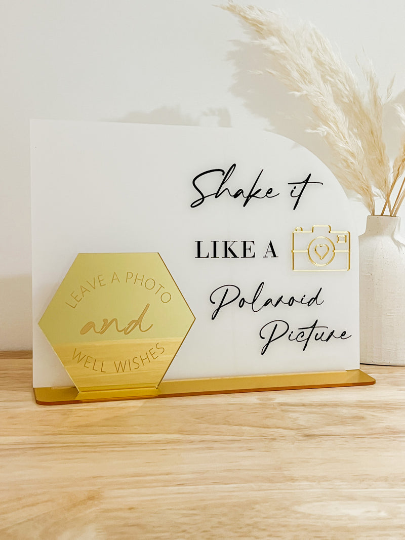 Romantic Polaroid Picture Sign | 2-Piece Hexagon & Half Arch