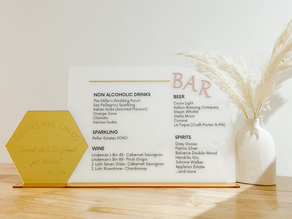 Romantic Bar Menu | 2-Piece Hexagon & Half Arch